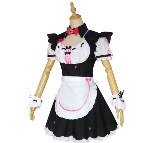 Anime Chocolate Vanilla Cos Lolita Dress Cute Cat Neko Cosplay Maid Dress - Picture 2 of 7